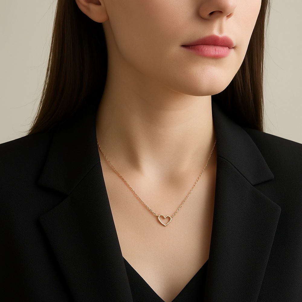 👉 Dainty Heart Pendant Necklace – Gold Chain Minimalist Jewelry